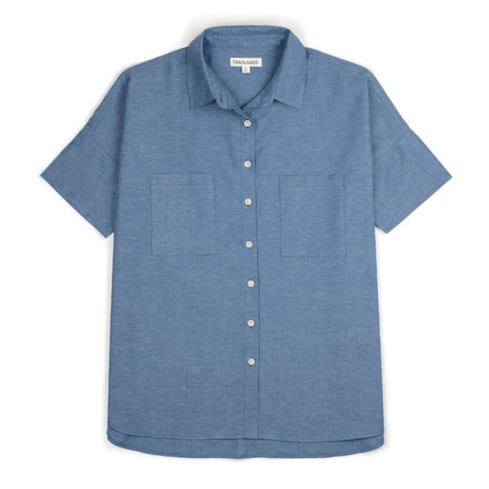 Tradlands | Boxy Blue Chambray Button Down Shirt